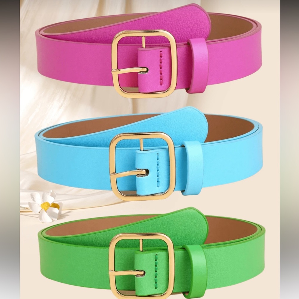 Vibrant Women's Belt Set - Pink, Blue, Green